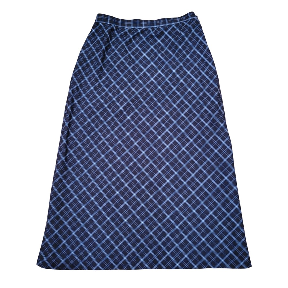 Sag Harbor 12 Maxi Skirt Blue Tartan Plaid Winter Holiday Modest School Teacher